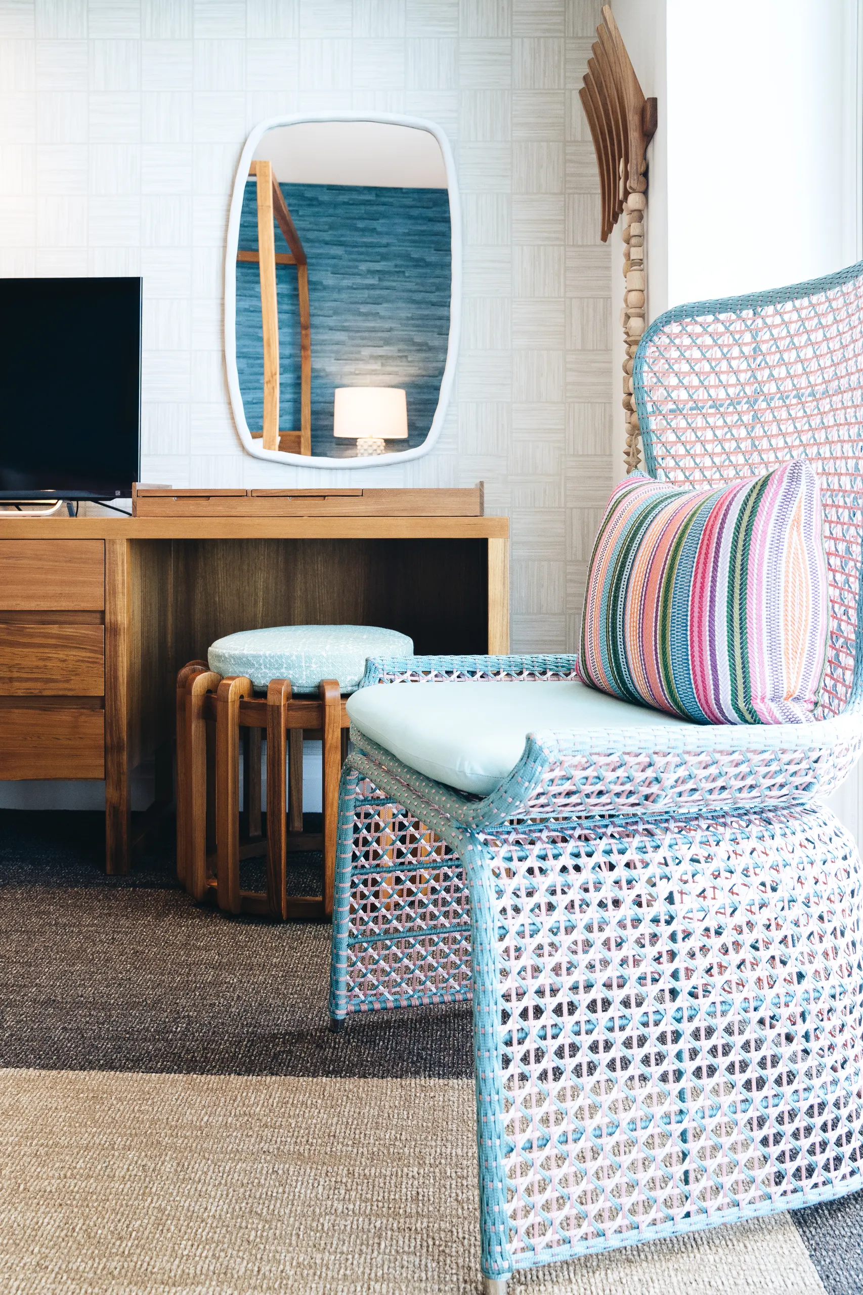 Colorful wicker chair