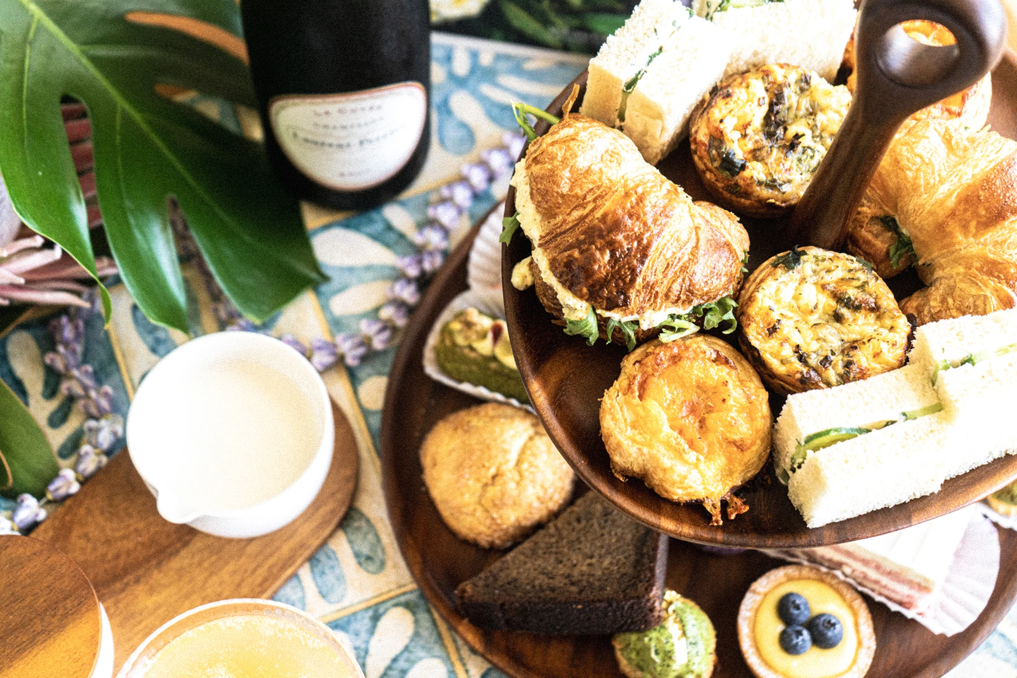 Pastries and treats set atop a food tower