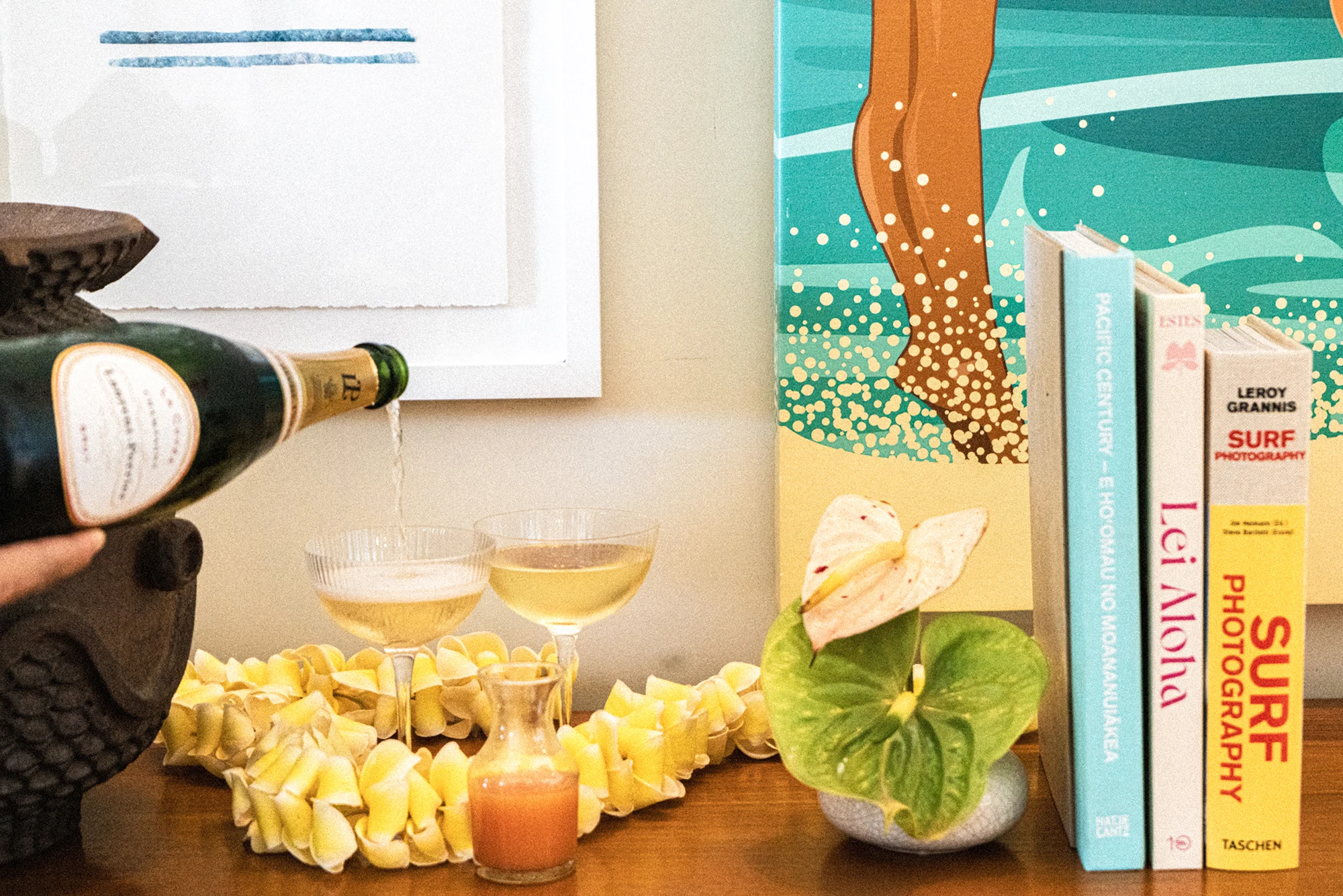 Champagne being poured into glasses