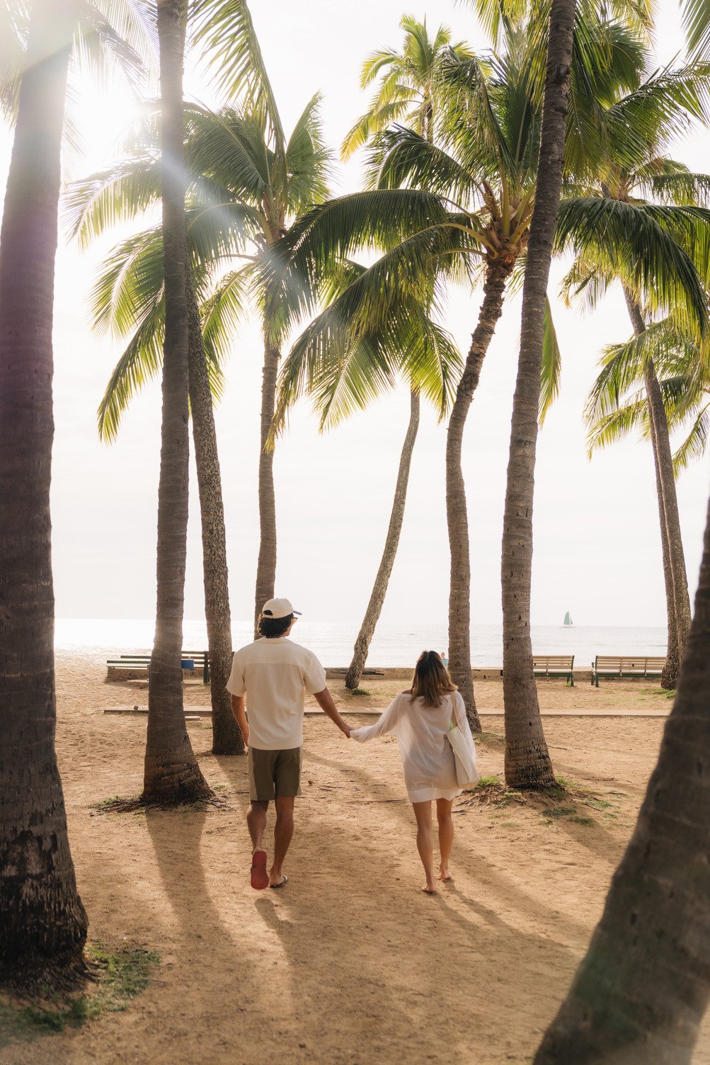 Couple walking into the sunset